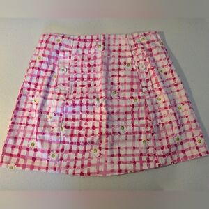 Barbara Erickson Pink Checkered Women's Skort with Floral Accents Size 6